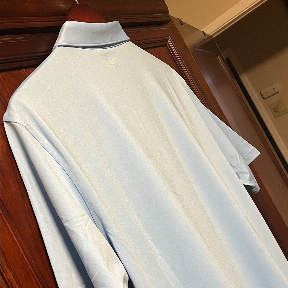 Brand New Peter Millar Summer Comfort Crown Sport Sky Blue Performance Golf Polo - Picture 4 of 12